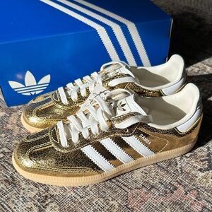 Adidas Samba Metallic Gold and White Sneakers Brand New in box size 6 women’s